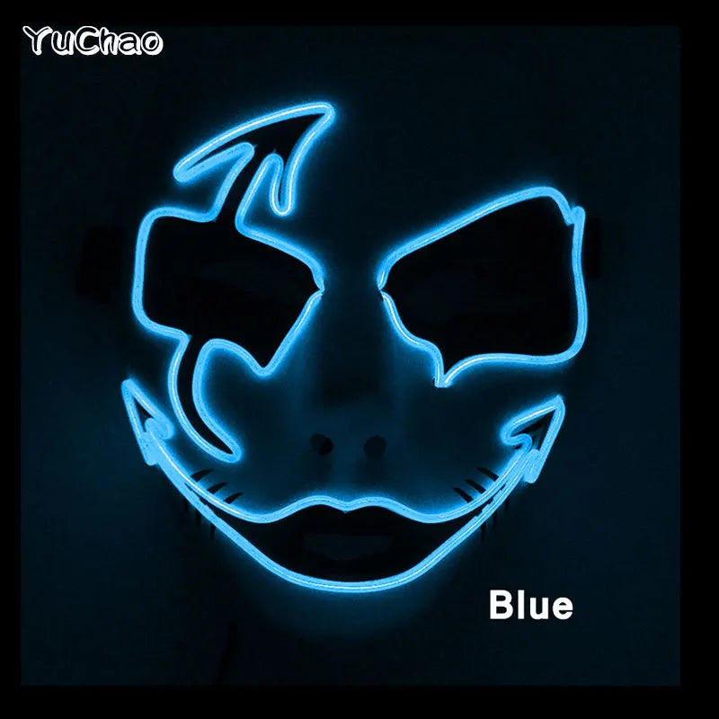 Masque lumineux pour Costume d'halloween, masque de Cosplay LED Demon Slayer pour hommes et femmes, accessoires de maison hantée d'horreur