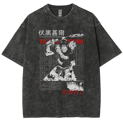 Anime Jujutsu Kaisen Gojo Satoru T-Shirts Washed Men Women Cotton Harajuku T-Shirts Ryomen Sukuna Retro Men's Women's Top Tees