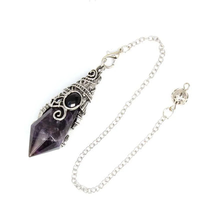 Pendentif pendule en cristal à 12 facettes, pour la Divination radiesthésie, pierre naturelle, améthyste, Quartz Rose, amulette, spirituel, bijoux