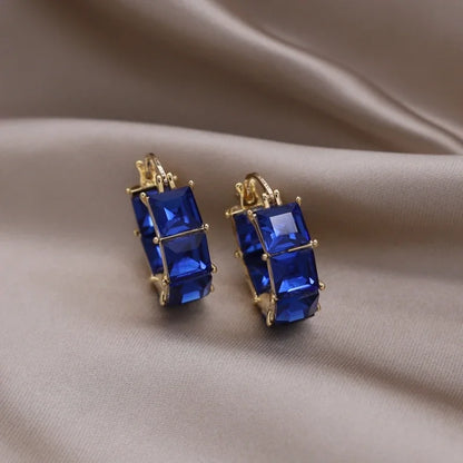 Boucles d'oreilles carrées en cristal gris plaqué or, nouveau Design coréen, bijoux à la mode, accessoires de travail quotidiens élégants pour femmes, 2023