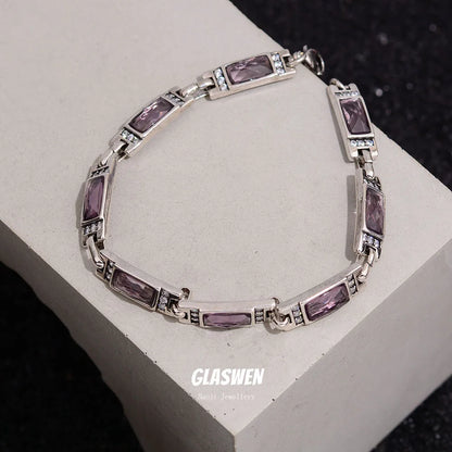Bracelet en argent Sterling 925 pour femmes, cristal violet, tendance, cadeaux d'anniversaire, ne se décolore jamais, bon marché, nouvel arrivage