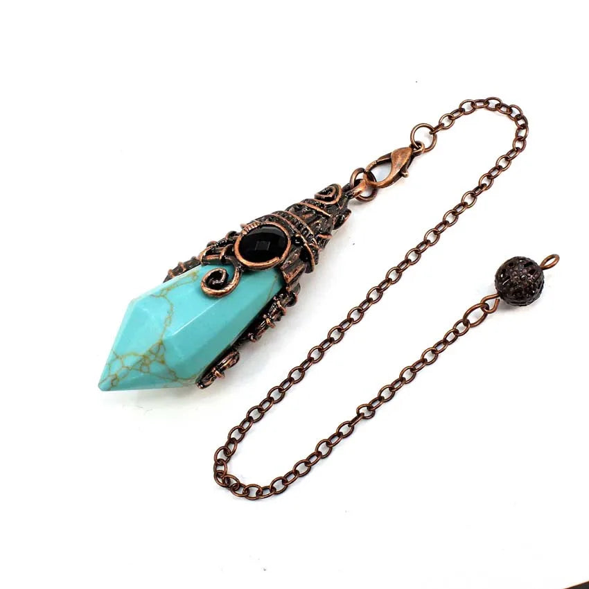 Pendentif pendule en cristal à 12 facettes, pour la Divination radiesthésie, pierre naturelle, améthyste, Quartz Rose, amulette, spirituel, bijoux
