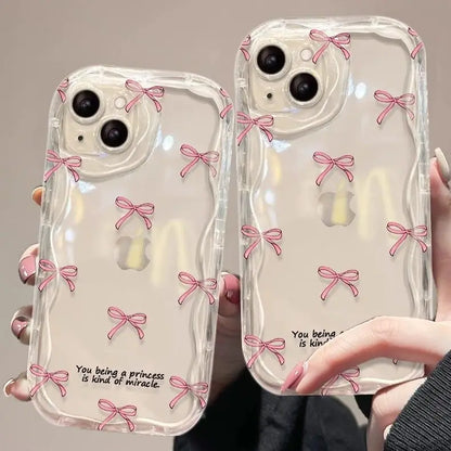 Coque de téléphone à nœud papillon pour IPhone 16 Pro Max 15 14 13 12 11 Plus, antichoc, transparente, souple, Protection arrière
