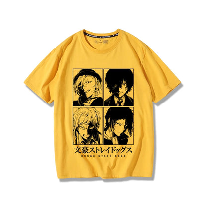 Suspense Anime Bungo chiens errants impression créative été hommes 100% coton T-Shirt en plein air décontracté rue tendance vêtements pour hommes