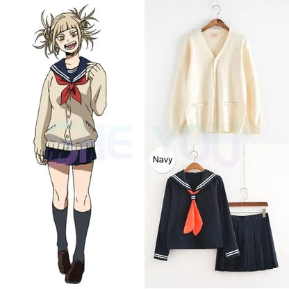 Costume de Cosplay de Dessin Animé Boku No ForeAcademia Himatm Toga JK Uniforme de Marin avec Chandails pour Femme