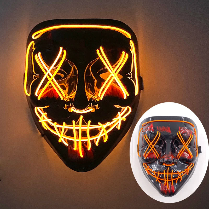 Masque lumineux pour Costume d'halloween, masque de Cosplay LED Demon Slayer pour hommes et femmes, accessoires de maison hantée d'horreur