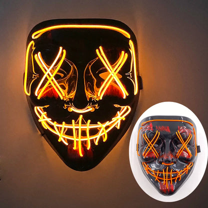 Masque lumineux pour Costume d'halloween, masque de Cosplay LED Demon Slayer pour hommes et femmes, accessoires de maison hantée d'horreur