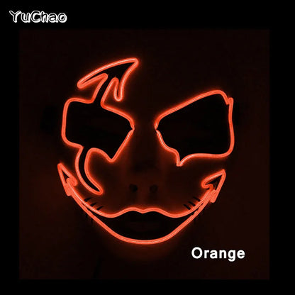 Masque lumineux pour Costume d'halloween, masque de Cosplay LED Demon Slayer pour hommes et femmes, accessoires de maison hantée d'horreur