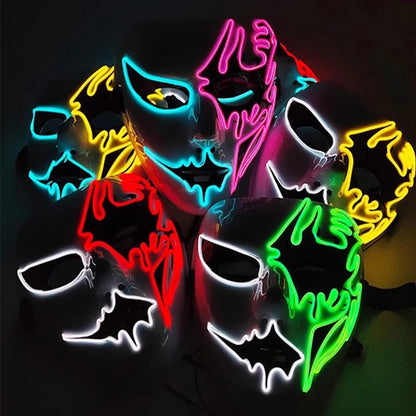 Masque lumineux pour Costume d'halloween, masque de Cosplay LED Demon Slayer pour hommes et femmes, accessoires de maison hantée d'horreur
