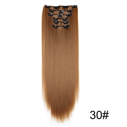 WIGSIN – Extension capillaire synthétique de 24 pouces, postiche longue et lisse en Fiber résistante à la chaleur, noire, brune, blonde, 6 pièces, pour femmes