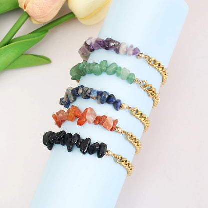 Bracelets bohème en acier inoxydable 316l, cristal naturel, pierre violette, pour femmes, bijoux de vacances, cadeaux, livraison directe
