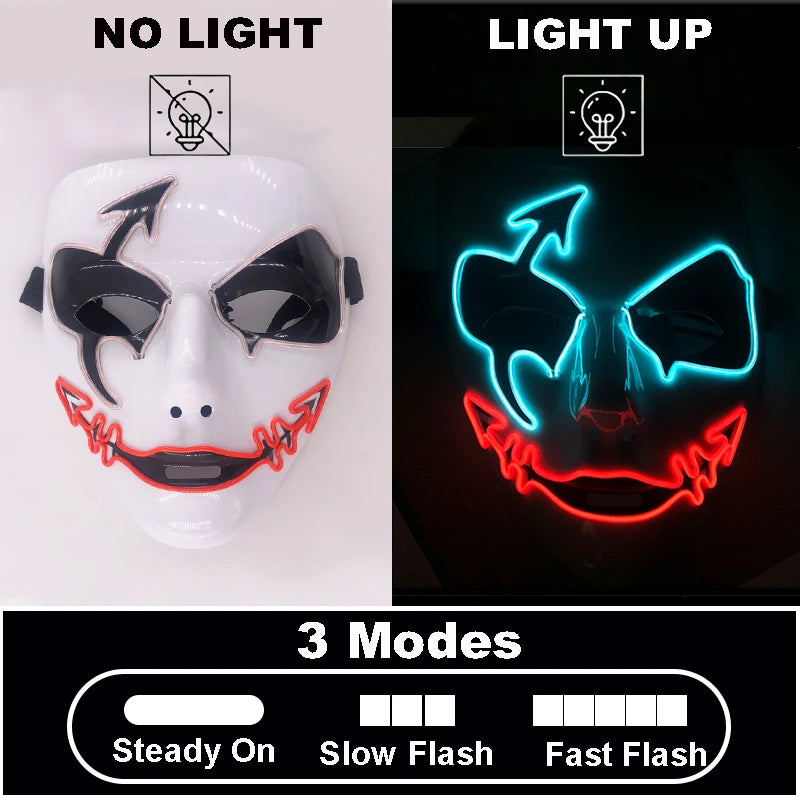 Masque lumineux pour Costume d'halloween, masque de Cosplay LED Demon Slayer pour hommes et femmes, accessoires de maison hantée d'horreur