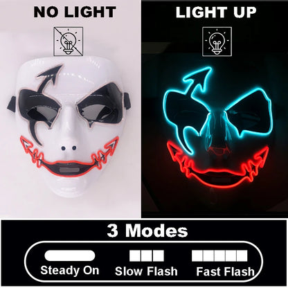 Masque lumineux pour Costume d'halloween, masque de Cosplay LED Demon Slayer pour hommes et femmes, accessoires de maison hantée d'horreur