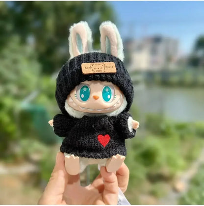 New Doll Clothes Pendant Set, LABUBU Bear Hat Love Sweater Set, DIY Doll Accessories, Funny and Cute Baby Clothes, Christmas Gifts