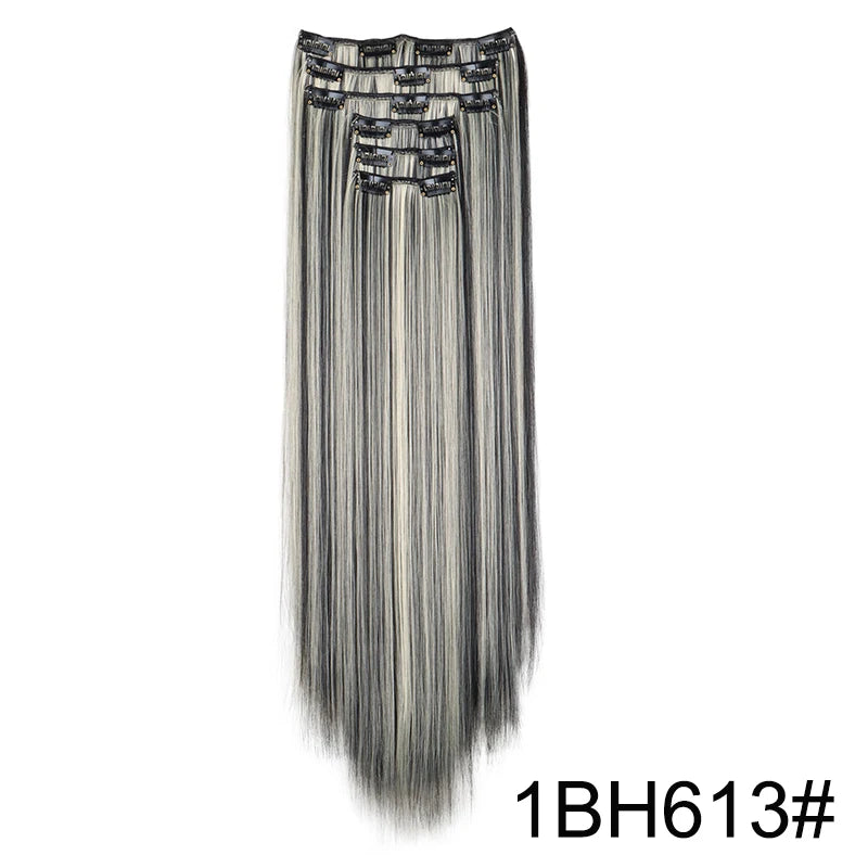 WIGSIN – Extension capillaire synthétique de 24 pouces, postiche longue et lisse en Fiber résistante à la chaleur, noire, brune, blonde, 6 pièces, pour femmes