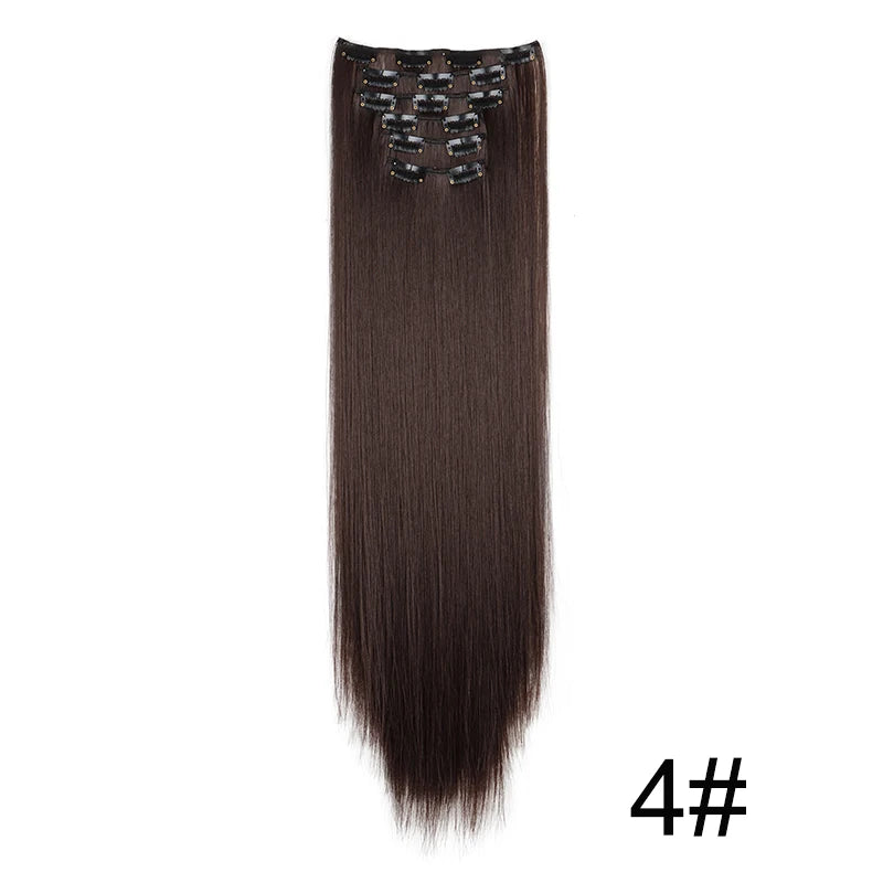 WIGSIN – Extension capillaire synthétique de 24 pouces, postiche longue et lisse en Fiber résistante à la chaleur, noire, brune, blonde, 6 pièces, pour femmes