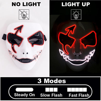 Masque lumineux pour Costume d'halloween, masque de Cosplay LED Demon Slayer pour hommes et femmes, accessoires de maison hantée d'horreur