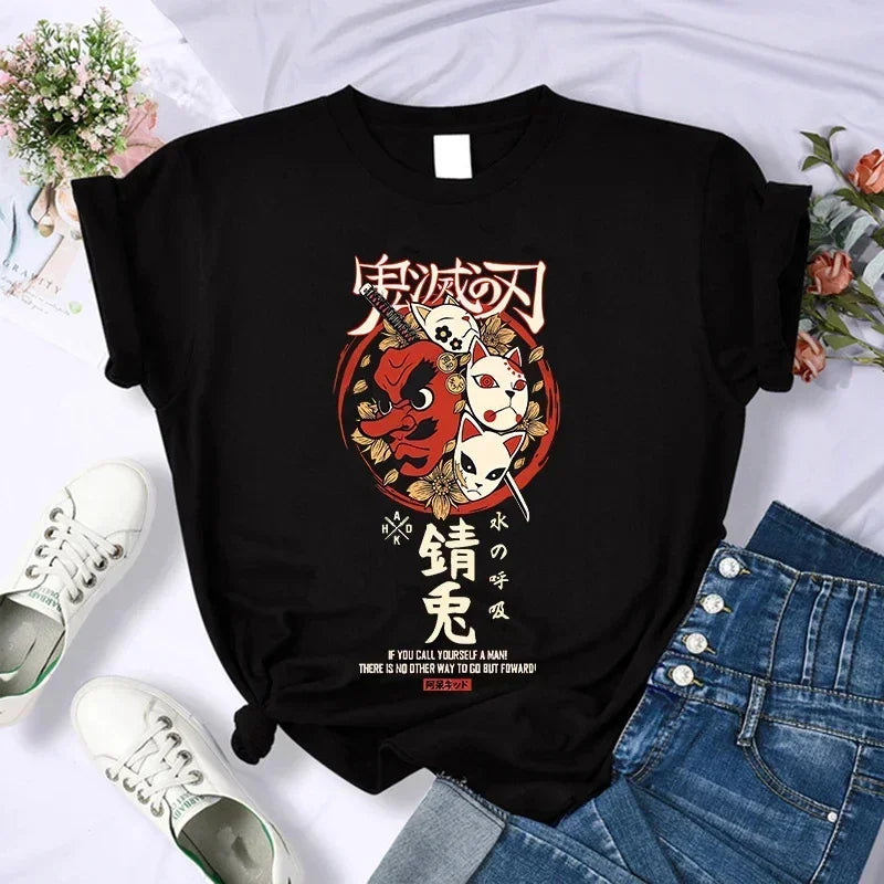 Démon Slayer T-shirt femmes Kimetsu No Yaiba Nezuko T-shirt femme Tanjirou Kamado graphique T-shirt japonais Anime Manga T-shirt