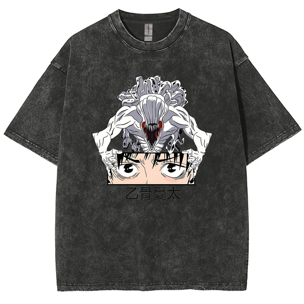 Anime Jujutsu Kaisen Gojo Satoru T-Shirts Washed Men Women Cotton Harajuku T-Shirts Ryomen Sukuna Retro Men's Women's Top Tees