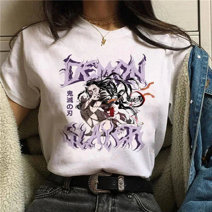 Démon Slayer T-shirt femmes Kimetsu No Yaiba Nezuko T-shirt femme Tanjirou Kamado graphique T-shirt japonais Anime Manga T-shirt