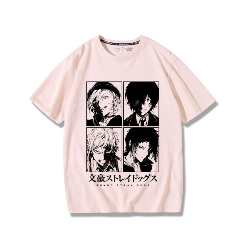 Suspense Anime Bungo chiens errants impression créative été hommes 100% coton T-Shirt en plein air décontracté rue tendance vêtements pour hommes