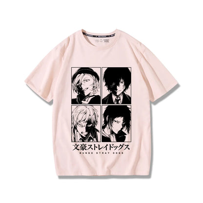 Suspense Anime Bungo chiens errants impression créative été hommes 100% coton T-Shirt en plein air décontracté rue tendance vêtements pour hommes