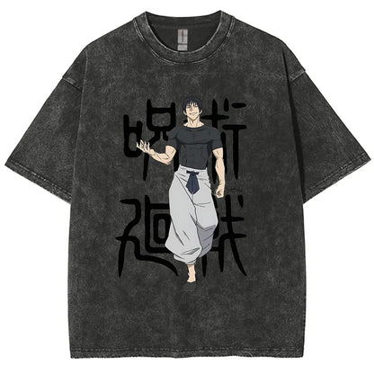 Anime Jujutsu Kaisen Gojo Satoru T-Shirts Washed Men Women Cotton Harajuku T-Shirts Ryomen Sukuna Retro Men's Women's Top Tees
