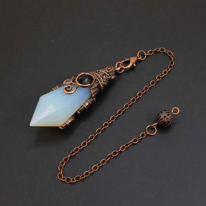 Pendentif pendule en cristal à 12 facettes, pour la Divination radiesthésie, pierre naturelle, améthyste, Quartz Rose, amulette, spirituel, bijoux