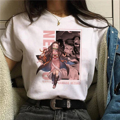 Démon Slayer T-shirt femmes Kimetsu No Yaiba Nezuko T-shirt femme Tanjirou Kamado graphique T-shirt japonais Anime Manga T-shirt