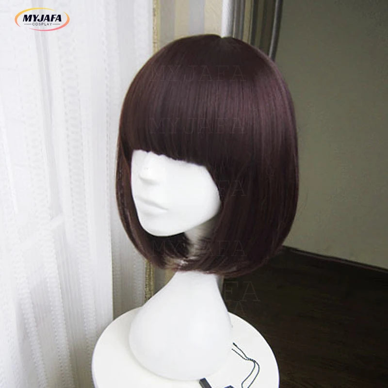 Perruque de Cosplay Anime Bungo Stray Dogs Akiko Yosano, épingle à cheveux papillon, Bob court, violet, noir, perruques résistantes à la chaleur + bonnet de perruque