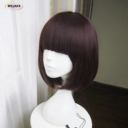 Perruque de Cosplay Anime Bungo Stray Dogs Akiko Yosano, épingle à cheveux papillon, Bob court, violet, noir, perruques résistantes à la chaleur + bonnet de perruque