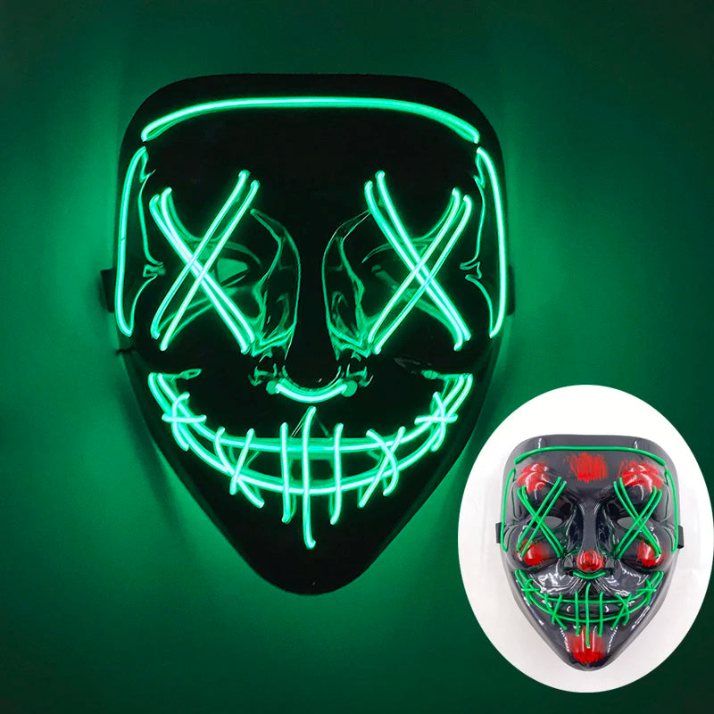 Masque lumineux pour Costume d'halloween, masque de Cosplay LED Demon Slayer pour hommes et femmes, accessoires de maison hantée d'horreur