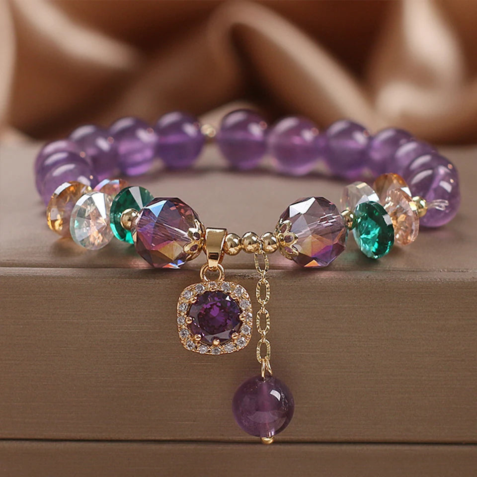ZAKOL – Bracelet à breloques en Zircon pour femmes et filles, perles de cristal violettes exquises, bijoux d'anniversaire mignons, accessoires, cadeaux