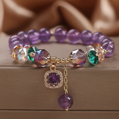 ZAKOL – Bracelet à breloques en Zircon pour femmes et filles, perles de cristal violettes exquises, bijoux d'anniversaire mignons, accessoires, cadeaux