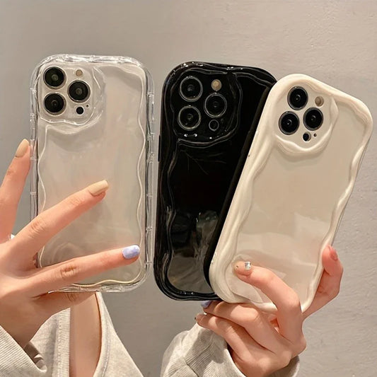 Coque de téléphone antichoc 3D Wave, jolie et décontractée, pour iPhone 16 Pro Max 15 14 13 12 11 XS X XR 7 8 Plus SE2, housse de Protection d'objectif d'appareil photo