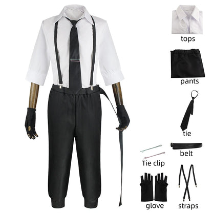 Anime Bungo Stray Dogs Cosplay Costume, Sweat-shirt, Chemise, Sangle, Pantalon, Uniforme, ixd'Halloween, Atsushi, Nakajima, Kostum