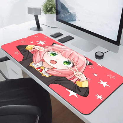 Anya Forger Kawaii Anime Spy X Family Mausepad Media Natural Rubber Non-Slip Desk Mouse Pad Large Locking Edge 900x400