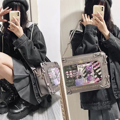 Lolita Itabag Shoulder Bag - Japanese Kawaii Style - Women's PU Leather - Customizable with Badges (DIY) - For Cosplay &amp; Daily