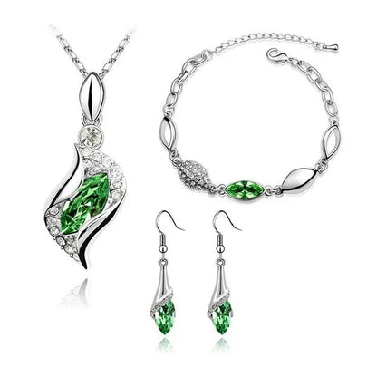 Nouveau luxe 925 en argent Sterling cristal ensemble de bijoux pour les femmes pendentif collier boucles d'oreilles Bracelet ensemble bijoux de mode