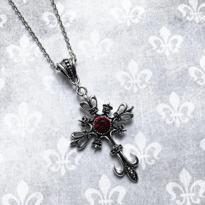 Grand collier de croix chrétienne baroque couleur argent avec cristaux, Crucifix gothique et bijoux de pâques, Crucifix à bijoux unisexe