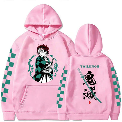 Japanese Anime Demon Slayer Tanjiro Kamado Hoodie Men Women Y2k Harajuku Unisex Casual Pullover Tops Clothing