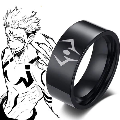 Jujutsu Kaisen Cosplay Ring - Ryōmen Sukuna Black Eye - Unisex Stainless Steel - Anime Jewelry Gift Collection