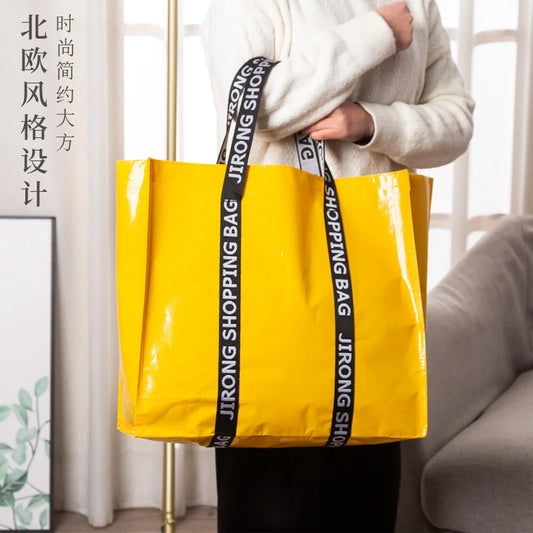 Sac de courses tissé PP couleur, fourre-tout pliable et réutilisable, pochette pliante de voyage, sac de rangement de salle de bain Non tissé, nouvelle collection