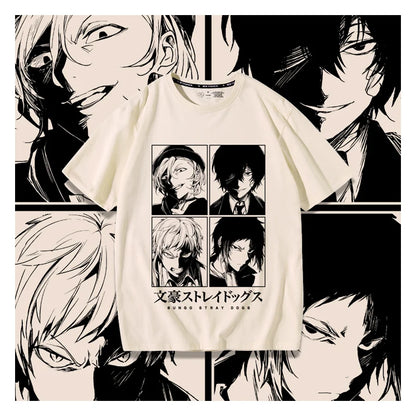 Suspense Anime Bungo chiens errants impression créative été hommes 100% coton T-Shirt en plein air décontracté rue tendance vêtements pour hommes