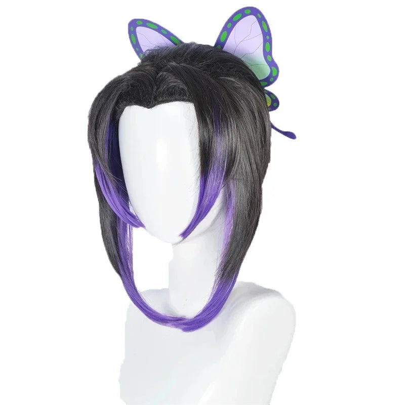 Costume de Cosplay Anime Demon Slayer Kimetsu No Yaiba Kochou Shinobu, ensemble de perruques, uniforme Kimono, Costumes d'halloween pour enfants et adultes
