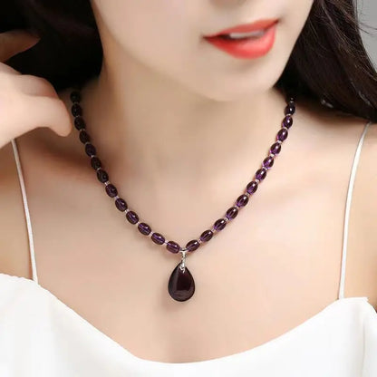 Alanding Yst-Collier et Bracelet en Clip Artisanal, Bijoux Décoratifs en Pierre Brute, Atmosphère à la Mode