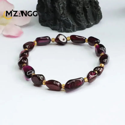 Bracelet grenat naturel, dent violette, noir, couleur dame, chaîne de bijoux, breloque à la mode, cristal de guérison, pierre d'énergie, cadeau de vacances