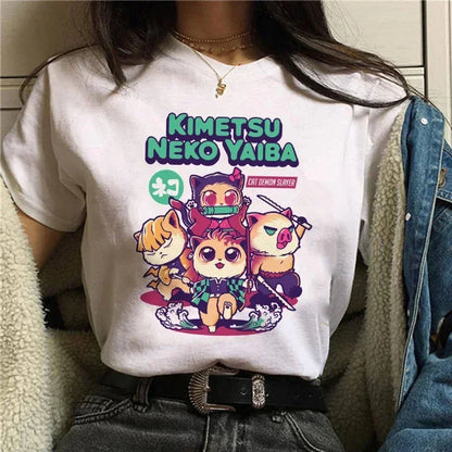 Démon Slayer T-shirt femmes Kimetsu No Yaiba Nezuko T-shirt femme Tanjirou Kamado graphique T-shirt japonais Anime Manga T-shirt