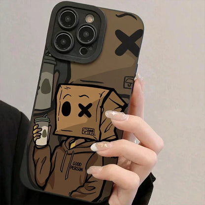 Coque de téléphone à motif d'homme en Carton de dessin animé, étui en Silicone souple givré antichoc pour iPhone 11 12 13 14 Pro Max 15 16 XR X