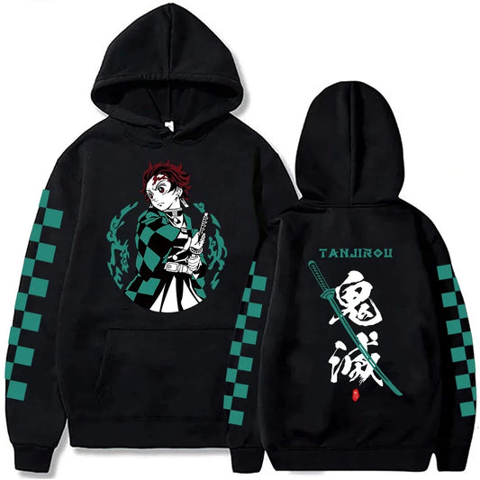 Sweat-shirt à capuche pour hommes et femmes, dessin animé japonais Demon Slayer, Tanjiro Kamado, Y2k, Harajuku, unisexe, pull décontracté, vêtements hauts